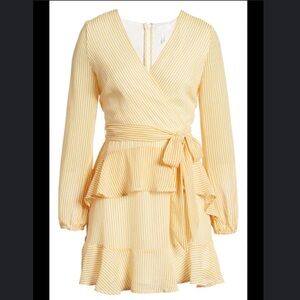 Leith XXS Yellow and White Striped Mini Dress